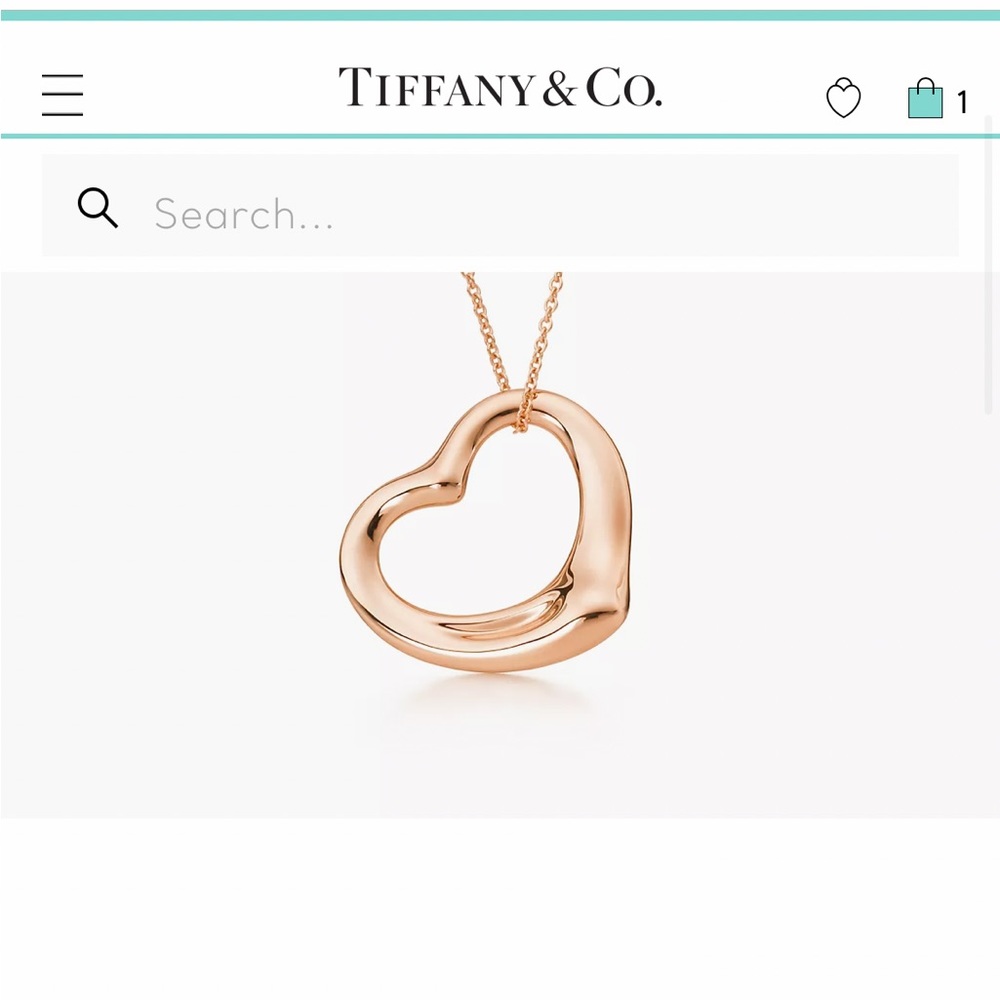 Tiffany inspired 14k rose gold open heart pendant